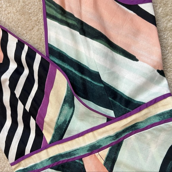 Red Carter A-Line Side Slit Maxi Dress Multicolor Tie Straps Women's Size S - Picture 5 of 16